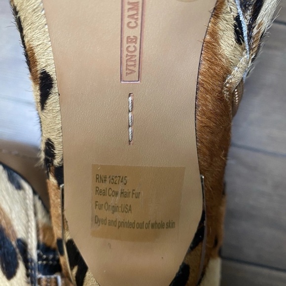 Vince Camuto Lexcia Size 7 Cow Fur Pointed Toe Leopard Stiletto 3.5” Heel Boots - Picture 8 of 11